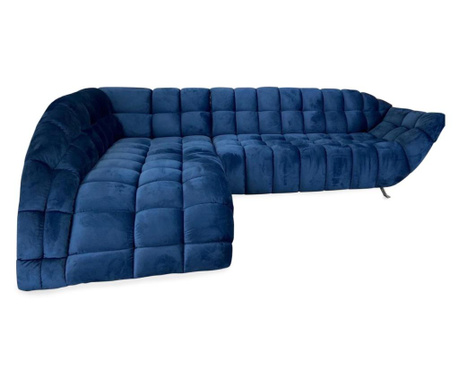 Coltar fix Carina, Lider Furniture, catifea, albastru, 278 cm x 182 cm latime x 86 cm