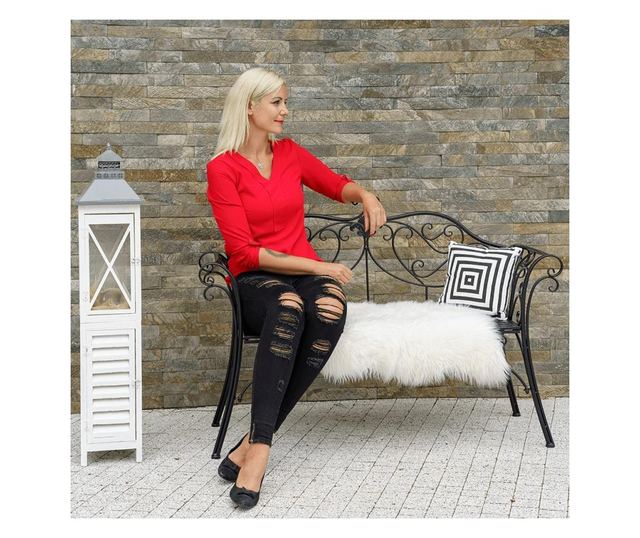 ETELIA Crna metalna vrtna klupa 131x49x89 cm