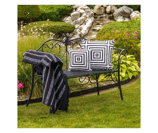 ETELIA Crna metalna vrtna klupa 131x49x89 cm