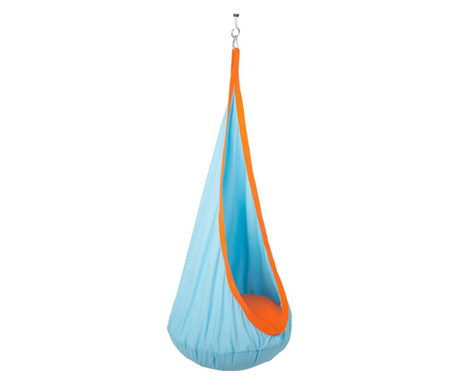 Fotoliu balansoar suspendabil, din textil albastru portocaliu, siesta, 60x70x150 cm