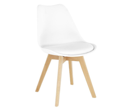 Plastična stolica bijela ekološka koža Bali bukva noge 48x56x81 cm