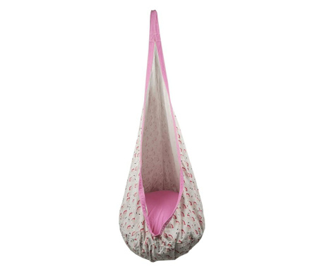 Fotoliu balansoar suspendat, din textil roz model flamingo,...