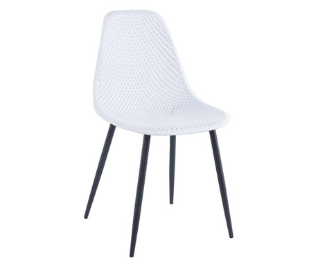 Bijela plastična stolica crne metalne noge Tegra 37x53x86 cm