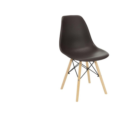 Sötétbarna műanyag szék Cinkla bükkfa lábak 46x54x82 cm