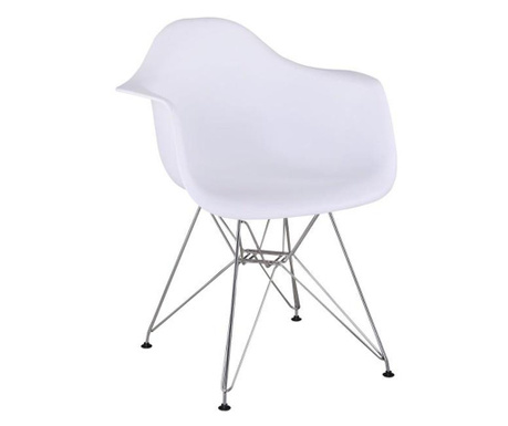 Fehér műanyag szék Feman króm lábak 63x59x80 cm