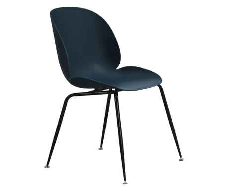 Plava plastična stolica, crne metalne noge, Sonaia 52x55x85 cm