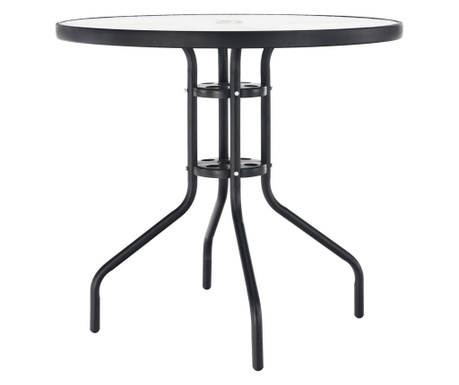 Vrtni stol od crnog čelika i sigurnosnog stakla Borgen 80x80x70 cm