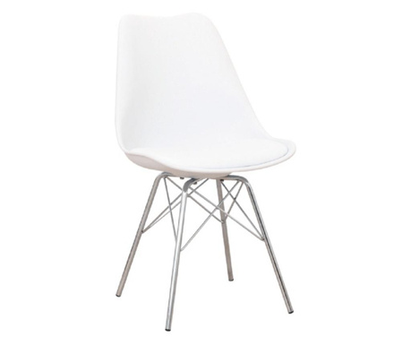 Bijela plastična stolica Tamora kromirane noge 48x57x85 cm