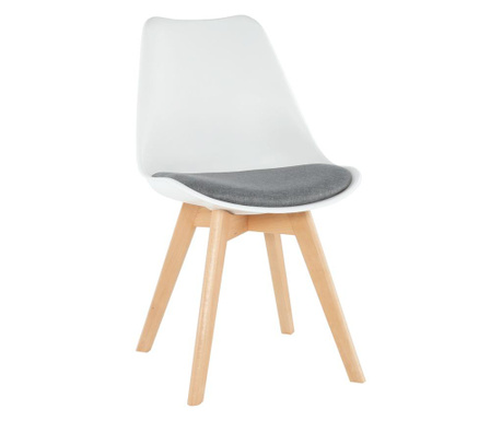 Bel plastični stol Damara sivo ekološko usnje 48x57x80 cm