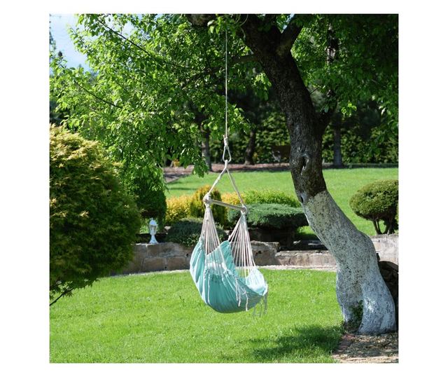 Hamac suspendabil, din textil verde-menta, oframe, 100x55x130 cm