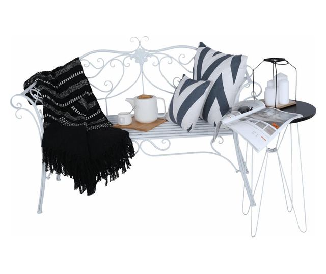 Vrtna klupa od bijelog željeza ETELIA 131x49x89 cm