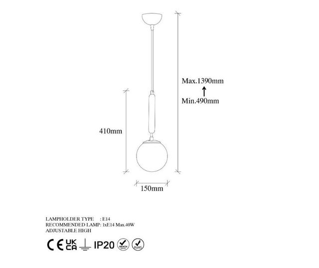 Lustra Fulgor, King, corp din metal, no bulb included, max. 60 W, E14, auriu, 15x15x49 cm