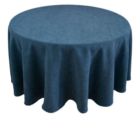 Луксозна едноцветна покривка за маса цвят Син - кръгла