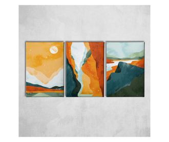 Set 3 tablouri Casberg, Adams, panza din 50% bumbac, 30x5x40 cm, multicolor