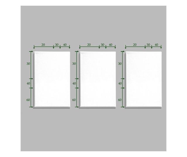 Set 3 tablouri Casberg, Adams, panza din 50% bumbac, 30x5x40 cm, multicolor