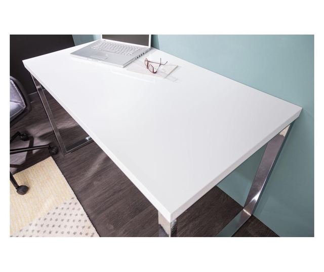Birou de birou, metal, alb, 120x75x60 cm