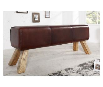 Klupa, koža, smeđa, 120x50x30 cm