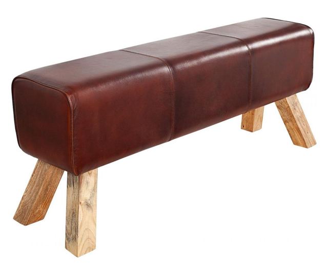 Klupa, koža, smeđa, 120x50x30 cm