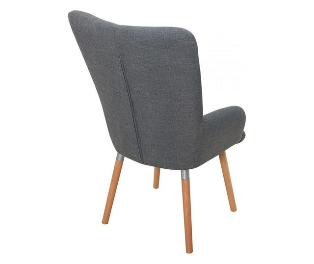 Fotelja és puff készlet, szövet, szürke, 50x100x80 cm