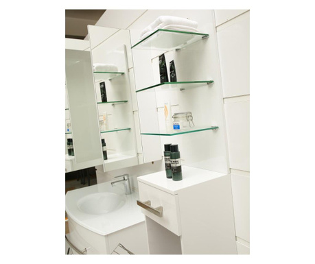 PVC колона за баня бял цвят водо и влагоустойчива метален кош за пране стъклени лавици стенен монтаж