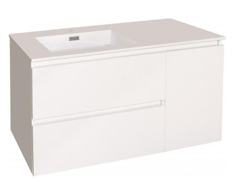 Шкаф за баня PVC Бял водо и влагоустойчив панти soft close умивалник смола