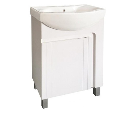 Шкаф за баня PVC - АЛЕН, бял водо и влагоустойчив панти със "soft close" механизъм бял порцеланов умивалник нивелиращи краче