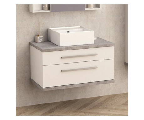 Шкаф за баня АРИЯ-80 бяло и сиво стенен pvc + меламиново покритие панти soft close АРИЯ