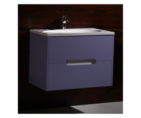 Мебел за баня pvc - долен лилав шкаф водо и влагоустойчив чекмеджета със soft close механизъм умивалник от полирезин - бял ц ЦВЕ