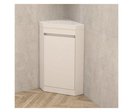 Шкаф за баня PVC - бял панти със "soft close" механизъм умивалник - смола