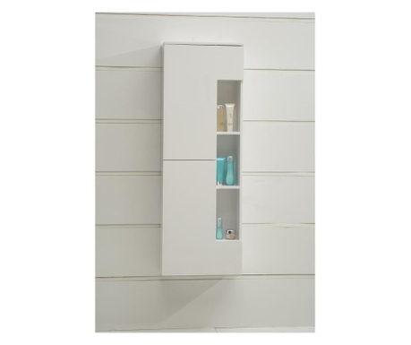 PVC колона за баня бял цвят водо и влагоустойчива панти със soft - close механизъм кош за пране стенен монтаж