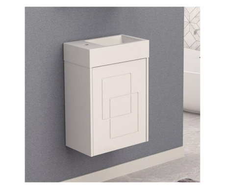 Шкаф за баня PVC водо и влагоустойчив чекмеджета със "soft close" механизъм бял умивалник от смола