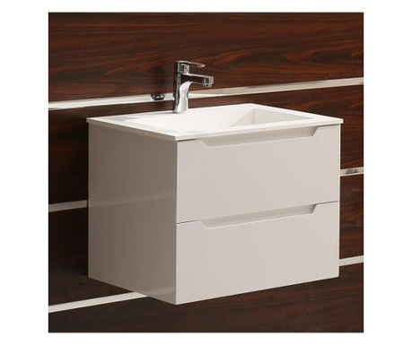 Шкаф за баня PVC - бял водо и влагоустойчив Чекмеджета със soft close механизъм стенен монтаж Умивалник iStone изработен от