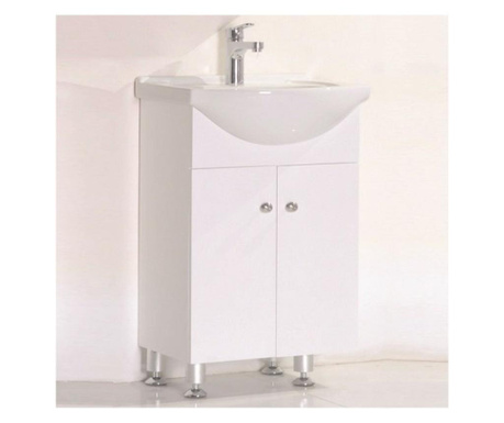Комплект PVC шкаф за баня сглобяем - бял водо и влагоустойчив панти със "soft close" механизъм нивелиращи се крачета бял пор