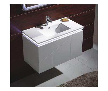 Мебел за баня PVC - долен бял шкаф водо и влагоустойчив чекмеджета със soft close механизъмопция за лед осветление порцелан