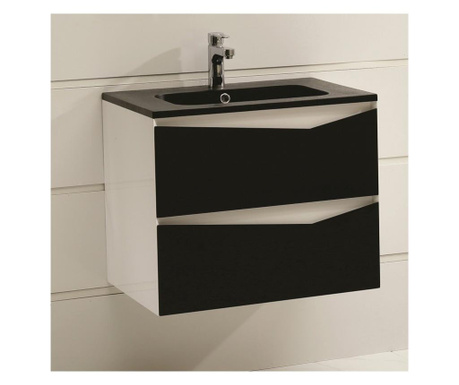 Шкаф за баня PVC водо и влагоустойчив чекмеджета със "soft close" механизъм черен умивалник от смола
