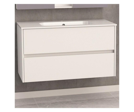 Шкаф за баня PVC Бял водо и влагоустойчив панти soft close умивалник смола