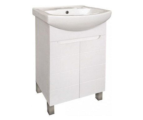 Шкаф за баня PVC - бял Водо и влагоустойчив панти със soft close механизъм порцеланов умивалник