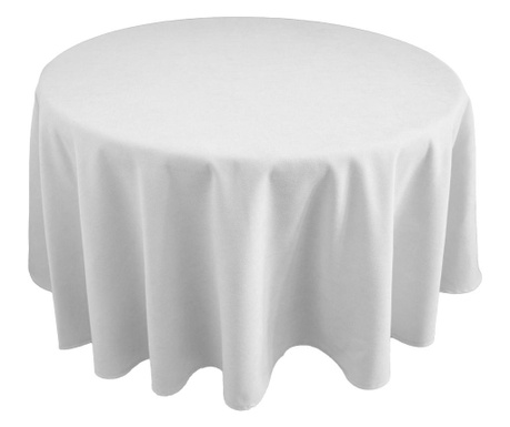Луксозна едноцветна покривка за маса цвят Бял - кръгла Елис