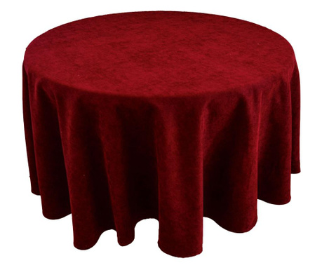 Луксозна едноцветна покривка за маса цвят Бордо - кръгла Елис