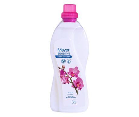Balsam pentru rufe, mayeri, sensitive, 1.5 l, 50 spalari, fara parfum si coloranti, usureaza calcarea  29x10.5x8 cm