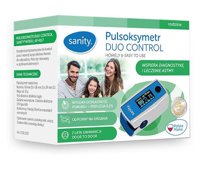Pulsoximetru sanity duo control, copii 3 ani + si adulti, masoara nivelul de saturatie a oxigenului si rata pulsului, ecran oled