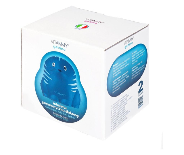 Инхалатор VITAMMY Gattino A1503, aерозолен апарат с компресор, комплект аксесоари, Син