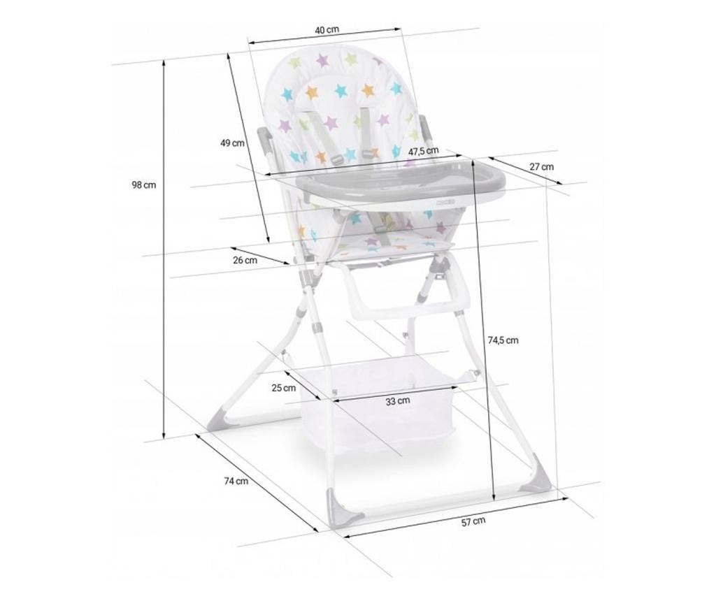 Ricokids Eldo Stol za hranjenje – Siva – Bela – Zvezde - 6