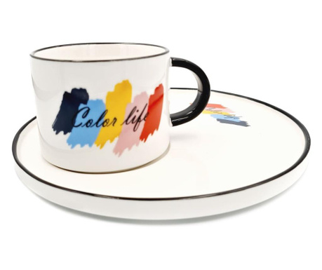 Set pentru Cafea si Ceai, Cana cu Platou, COLOR LIFE