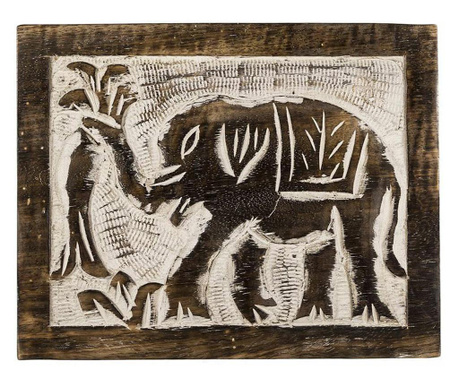 Cutie model elefant India, lemn ars, maro, Createur, 22x17x8cm
