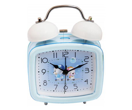 Детски настолен часовник с аларма и осветен циферблат с бутони Pufo Joy, 16 cm, модел You&Me, син