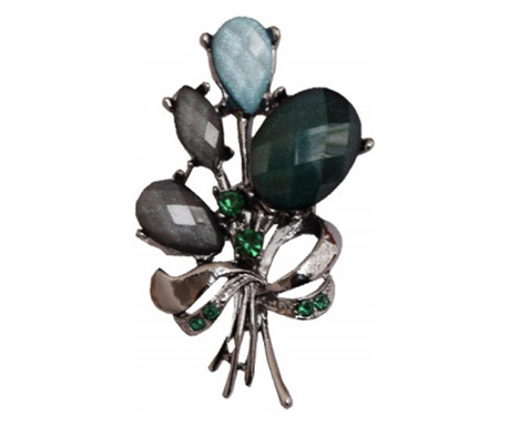 Brosa dama eleganta, model cu pietre colorate, colorful bouquet, verde