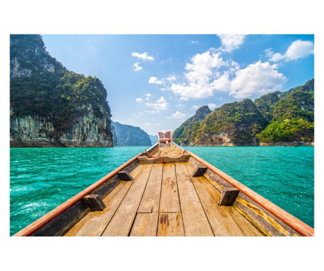 Fototapet de perete autoadeziv si lavabil natura152 cu barca prin thailanda, 270 x 200 cm