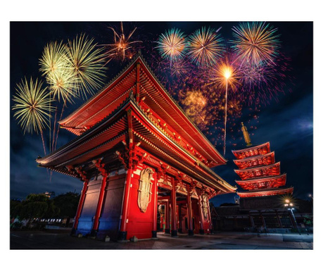 Média city60 tokyoi templom éjjel öntapadó és mosható fali tapéta,