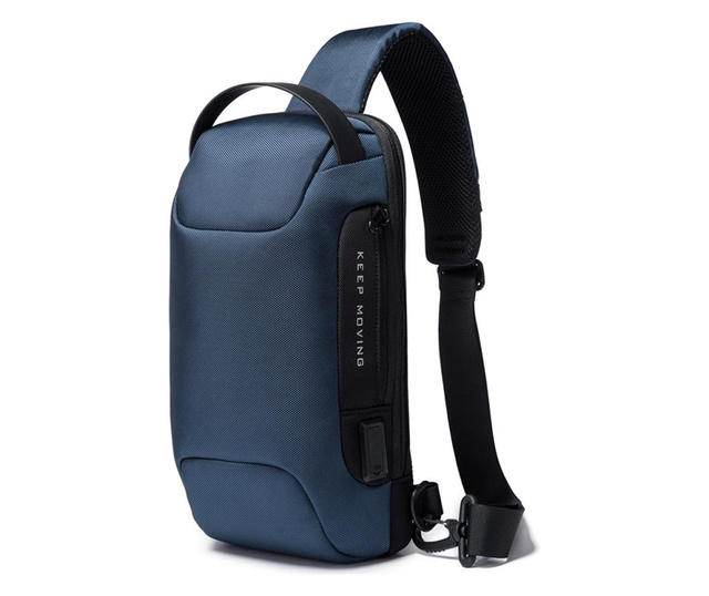 Rucsac crossbody pentru barbati, impermiabil, antifurt, port usb, Bange bg22085be albastru